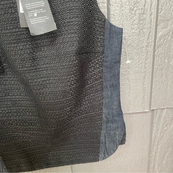 Armani Exchange Pieced Tweed Shell Navy Blue and Black Top NWT - Picture 12 of 13